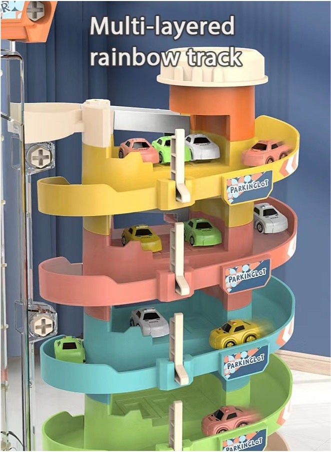 Kids Garage Toy Set, Toy Car Garage for Boys, Garage Track Set with 5 Cars, Fun Creative Car Ramp Track Toys, Kids Ages 3+Toddlers Building Track Car Playset Parking Lot Toys Birthday Gifts Party Ga - Image 3